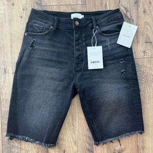 NWT! Bohme Black Distressed Bermuda Shorts